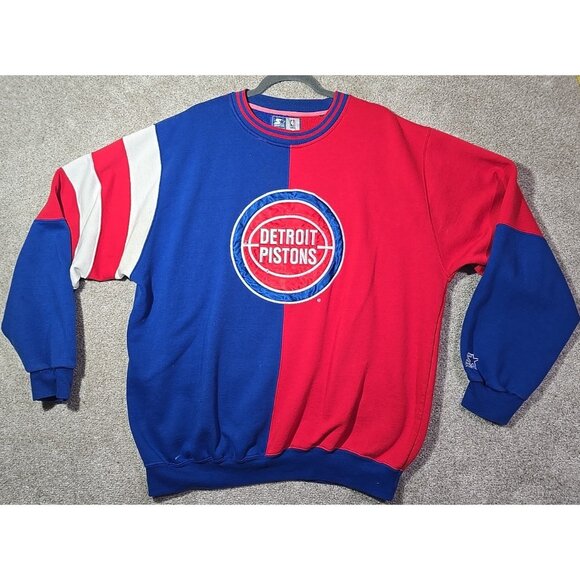 STARTER Other - Vintage Starter Detroit Pistons Sweatshirt 80's Color Block Embroidered Men's XL